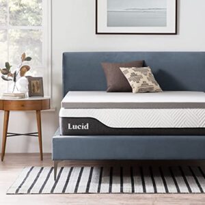 lucid 2 inch mattress topper queen – memory foam – bamboo charcoal infusion – cooling ventilation – hypoallergenic – certipur certified foam