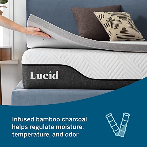 Lucid 2 Inch Mattress Topper Queen – Memory Foam – Bamboo Charcoal Infusion – Cooling Ventilation – Hypoallergenic – CertiPur Certified Foam