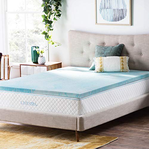 Linenspa 2 Inch Mattress Topper Queen - Gel Swirl Memory Foam Queen Mattress Topper – CertiPUR-US Certified - Queen Foam Pad