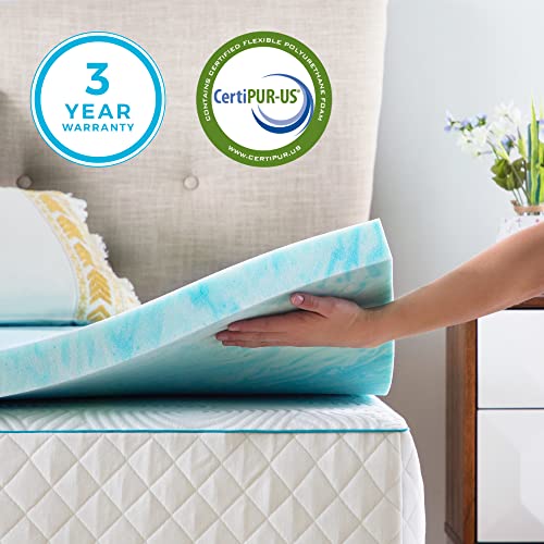 Linenspa 2 Inch Mattress Topper Queen - Gel Swirl Memory Foam Queen Mattress Topper – CertiPUR-US Certified - Queen Foam Pad