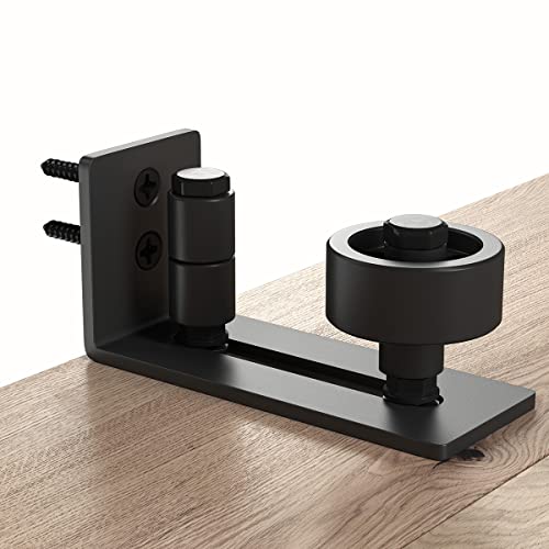 SMARTSTANDARD Sliding Barn Door Floor Guide for Bottom Adjustable Roller - 8 Setup Options for DIYers - Flush Design Bottom Flat Barn Door Floor Guide Stay Roller (Black) 1PCS