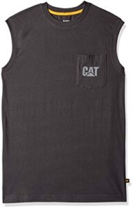 caterpillar men's trademark sleeveless t-shirt, dark shadow, large