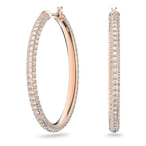 swarovski stone women's hoop pierced earrings with pink crystals in a rose-gold tone plated setting