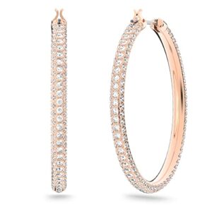 Swarovski Stone Women's Hoop Pierced Earrings with Pink Crystals in a Rose-Gold Tone Plated Setting