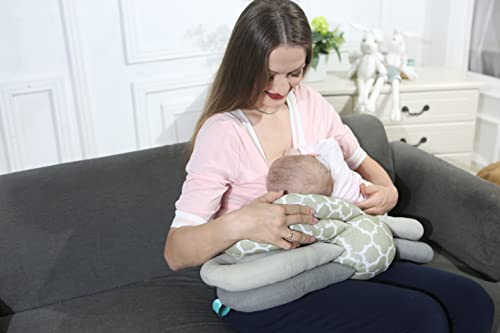 JCW Multi-Function Breastfeeding Pillow Maternity Nursing Pillow,Adjustable Height,Grey