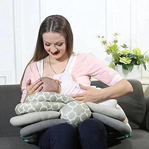 JCW Multi-Function Breastfeeding Pillow Maternity Nursing Pillow,Adjustable Height,Grey