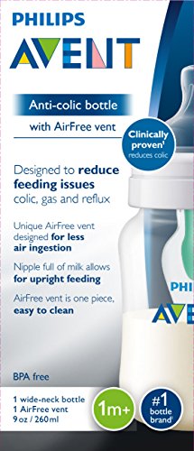 Philips AVENT Anti-Colic Baby Bottle with AirFree Vent, Clear, 9 Oz