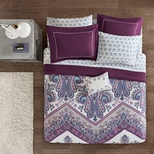 Intelligent Design Complete Bed In A Bag Casual Boho Comforter with Sheet Set Decorative Pillow, All Season Bedding Set, Queen, Tulay Purple 9 Piece