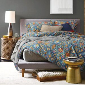 Eikei Home Damask Medallion Luxury Duvet Quilt Cover Boho Paisley Print Bedding Set 400 Thread Count Egyptian Cotton Sateen Vibrant Bohemian Pattern,3 pieces (King, Spanish Tile)