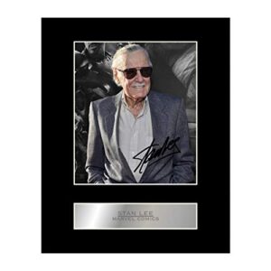 iconic pic stan lee pre printed signature signed mounted photo display #01 autographed picture print