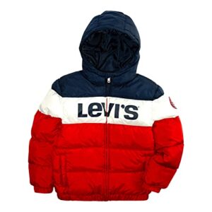 levi's boys' big puffer jacket, marshmallow, l