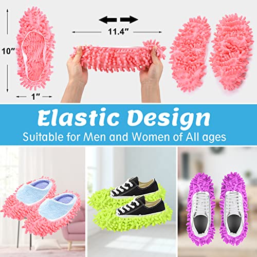 IUMÉ 5-Pairs Mop Slippers Shoes for Floor Cleaning, 10 Pcs Microfiber Shoes Cover Reusable Dust Mops for Women Washable, Mop Socks for Foot Dust Hair Cleaners Sweeping House Office Bathroom Kitchen