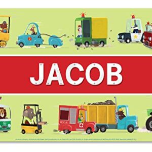 Personalized Placemat for Kids, Trucks - I See Me! Multicolor