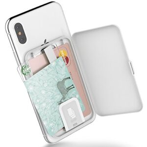 sinjimoru card zip white: stick-on phone wallet case for 3 cards & cash storage