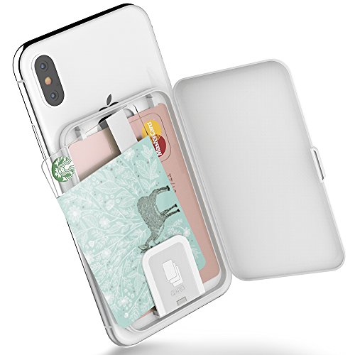 Sinjimoru Card Zip White: Stick-on Phone Wallet Case for 3 Cards & Cash Storage