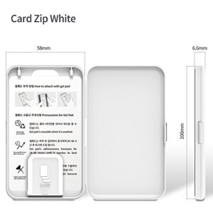 Sinjimoru Card Zip White: Stick-on Phone Wallet Case for 3 Cards & Cash Storage