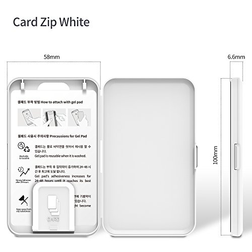 Sinjimoru Card Zip White: Stick-on Phone Wallet Case for 3 Cards & Cash Storage