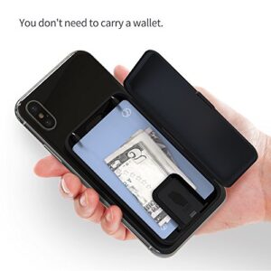 Sinjimoru Card Zip White: Stick-on Phone Wallet Case for 3 Cards & Cash Storage