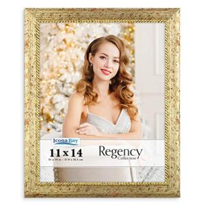 icona bay 11x14 gold picture frame, french baroque style photo frame 11 x 14, wall mount or table top, regency collection