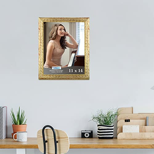 Icona Bay 11x14 Gold Picture Frame, French Baroque Style Photo Frame 11 x 14, Wall Mount or Table Top, Regency Collection