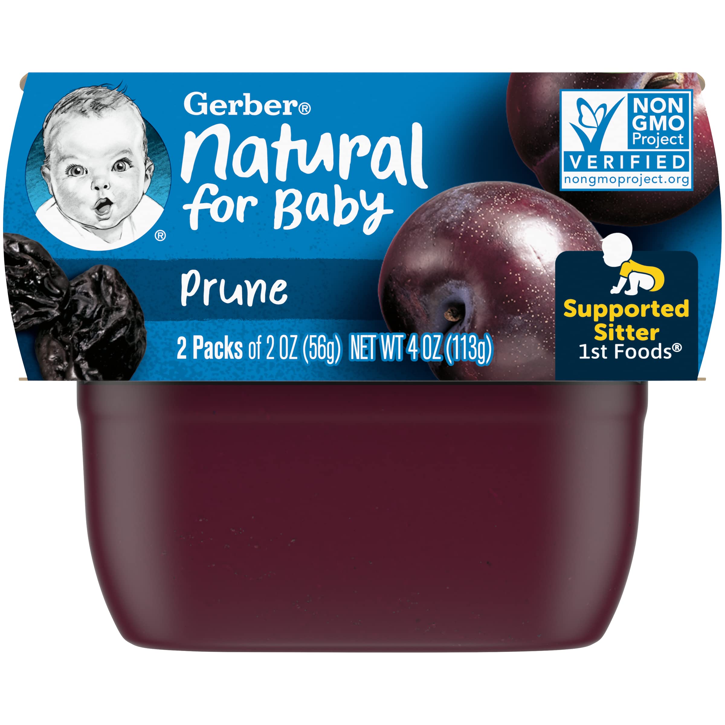 Gerber Baby Food Prune, 2 Oz, 2 Ct Tubs