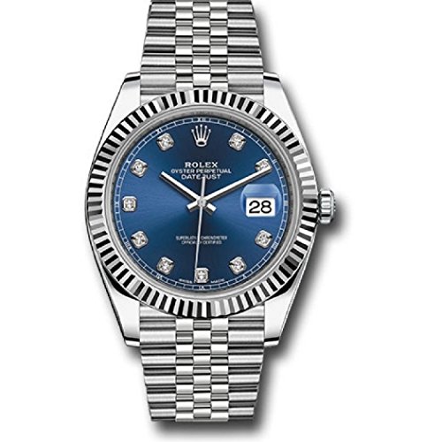 ROLEX DATEJUST 41 STEEL AND WHITE GOLD BLUE DIAMOND DIAL JUBILEE BRACELET 41MM