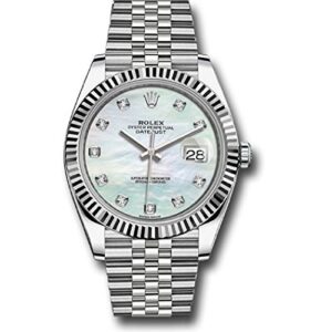 rolex datejust 41 steel and white gold mother of pearl diamond dial jubilee bracelet 41mm