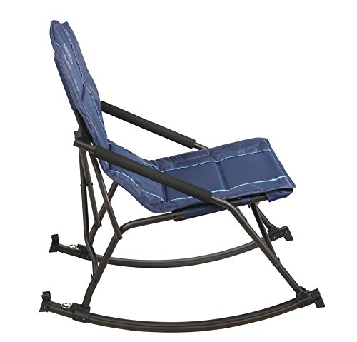 TIMBER RIDGE Folding Rocking Camping Chair with Hard Armrests, Portable Outdoor Rocker for Patio, Garden, Lawn, Supports up to 250 lbs, Blue