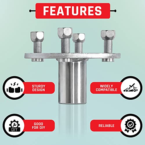 4" x 4" Go-Kart Live Axle Hub with 1" to 3/4" Step-Down - 1/4" Keyed Shaft, 8 Inch Rear Front Wheel, x4 Lug Set Kit, Replacement Assembly Parts, Quad ATV Cart Gokart Golf Trike Wheels