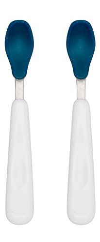 OXO Tot Feeding Spoon Set with Soft Silicone, Navy , 2 Count (Pack of 1)