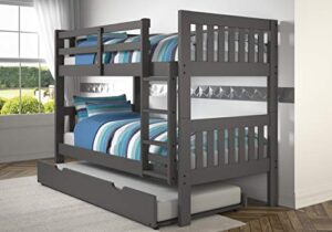 donco twin/twin dark grey mission bunk bed with twin trundle