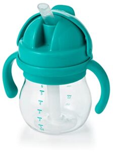 oxo tot 6 ounce transitions straw cup with removable handles - teal