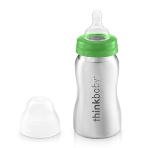 thinkbaby stainless steel baby bottle, green