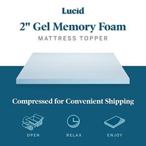 Lucid 2 Inch Mattress Topper Queen - Gel Infused Memory Foam – Memory Foam Mattress Topper Queen – Ventilated Design – CertiPur Certified