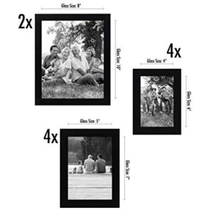 Americanflat 10 Pack Black Picture Frames Collage Wall Decor - Gallery Wall Frame Set with Two 8x10, Four 5x7, and Four 4x6 Frames, Shatter Resistant Glass, Hanging Hardware, and Easel Included