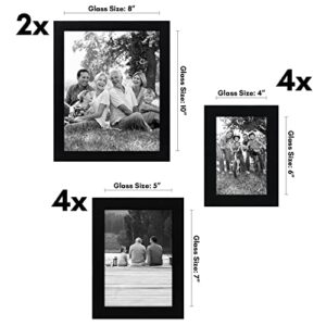 Americanflat 10 Pack Black Picture Frames Collage Wall Decor - Gallery Wall Frame Set with Two 8x10, Four 5x7, and Four 4x6 Frames, Shatter Resistant Glass, Hanging Hardware, and Easel Included