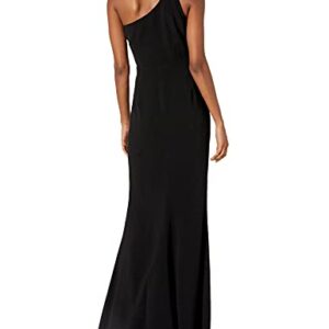 Dress the Population Women's Amy One Shoulder Crepe Gown with Slit Long Dress Dress, -black, m