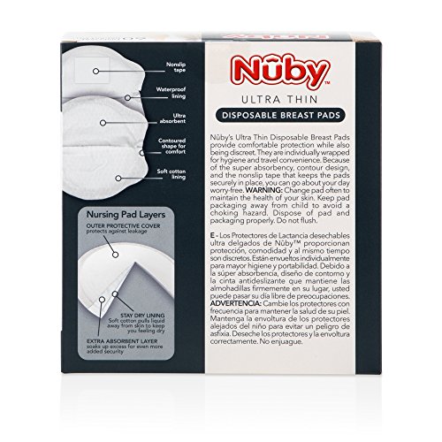 Nuby Stay-Dry Disposable 60 Piece Breast Pads, Honeycomb, Ultra-Thin