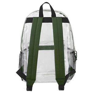 Trail maker Clear Backpack With Reinforced Straps & Front Accessory Pocket - Perfect for School, Security, & Sporting Events (Green) Medium