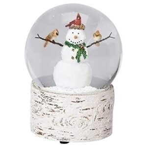 snowman with cardinal friends 6 inch resin musical snowglobe plays holly jolly christmas