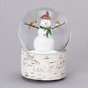 Snowman with Cardinal Friends 6 Inch Resin Musical Snowglobe Plays Holly Jolly Christmas