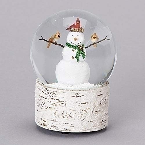 Snowman with Cardinal Friends 6 Inch Resin Musical Snowglobe Plays Holly Jolly Christmas