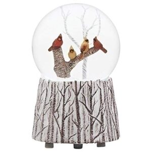 cardinals on a branch musical 5.25 inch snow globe playing the tune we wish you a merry