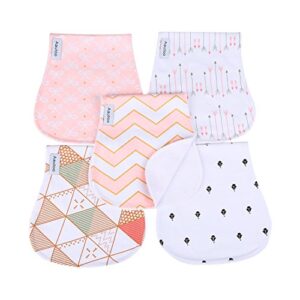 aautoo baby burp cloths for girls 5 pack burp cloths towel burping rags for babies newborns baby shower 100% super absorbent organic cotton soft triple layer