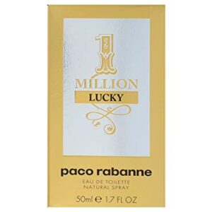 Paco Rabanne 1 Million Lucky Fragrance For Men - Earthy And Woody - Contains Notes Of Hazelnut, Greenplum And Cedar - Captivating And Addictive Warm Woods Scent - Edt Spray - 1.7 Oz