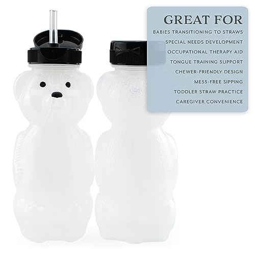 Cornucopia Brands Honey Bear Straw Cups (3-Pack); 8-Ounce Therapy Sippy Bottles w/Flexible Straws