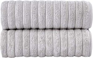 classic turkish towels luxury ribbed 2 piece bath towel set - 100% turkish cotton absorbent, quick-dry, premium towels for bathroom, 27x54 inches (platinum)