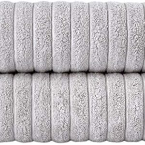 Classic Turkish Towels Luxury Ribbed 2 Piece Bath Towel Set - 100% Turkish Cotton Absorbent, Quick-Dry, Premium Towels for Bathroom, 27x54 inches (Platinum)