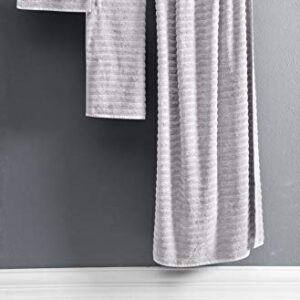 Classic Turkish Towels Luxury Ribbed 2 Piece Bath Towel Set - 100% Turkish Cotton Absorbent, Quick-Dry, Premium Towels for Bathroom, 27x54 inches (Platinum)