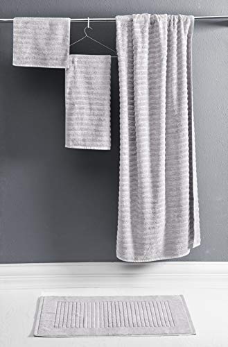 Classic Turkish Towels Luxury Ribbed 2 Piece Bath Towel Set - 100% Turkish Cotton Absorbent, Quick-Dry, Premium Towels for Bathroom, 27x54 inches (Platinum)